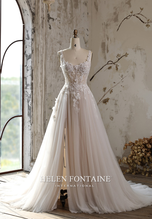 Robe de Mariee Tulle 2026 Couleur Ivoire sur Peche