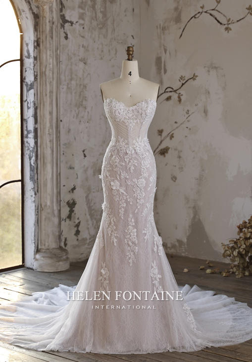 Robe de Mariee 2026 Bustier en Dentelles et Tulle Ivoire