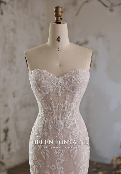 Robe de Mariee 2026 Bustier en Dentelles et Tulle Ivoire